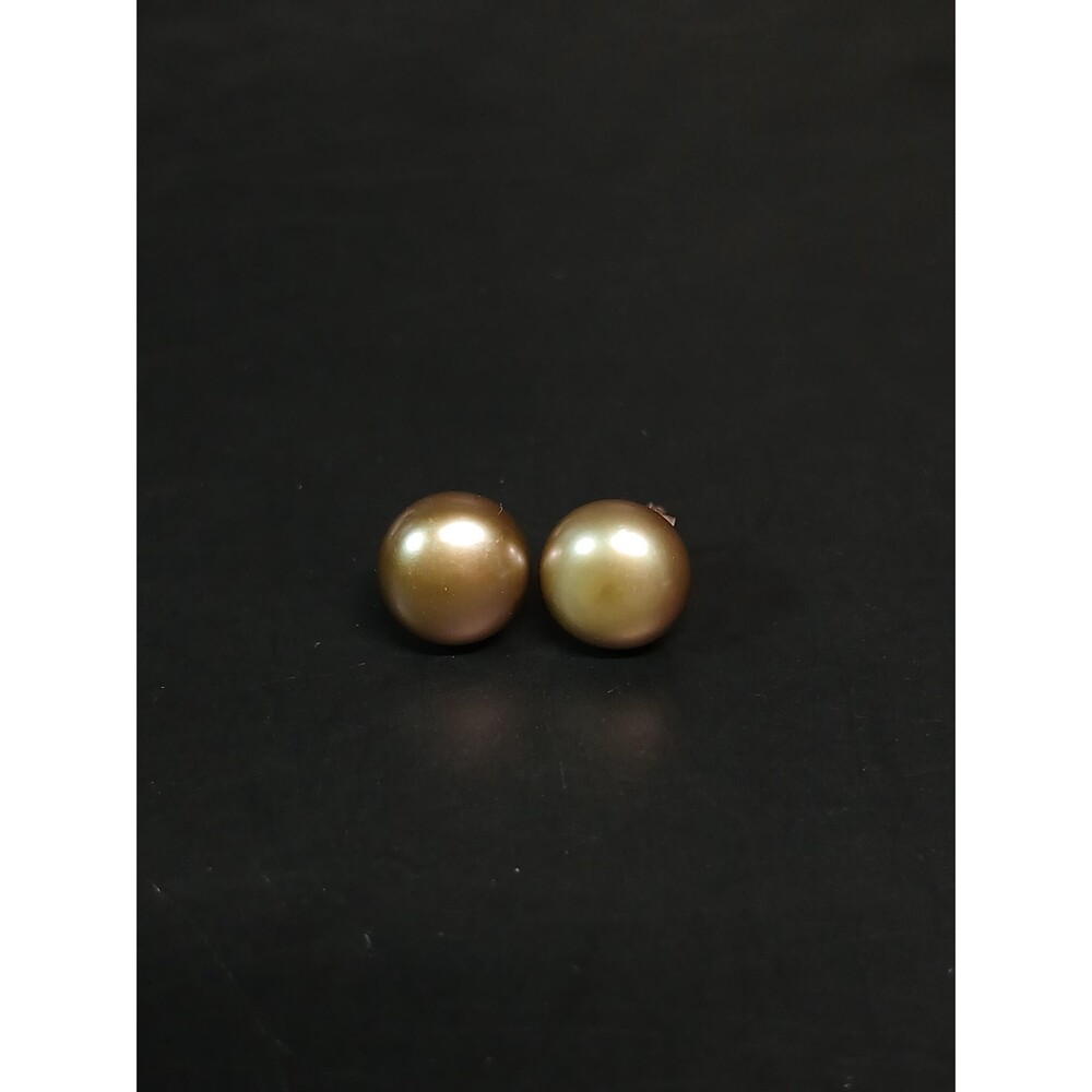 Sterling Silver S925 Bronze Pearl Stud Earrings